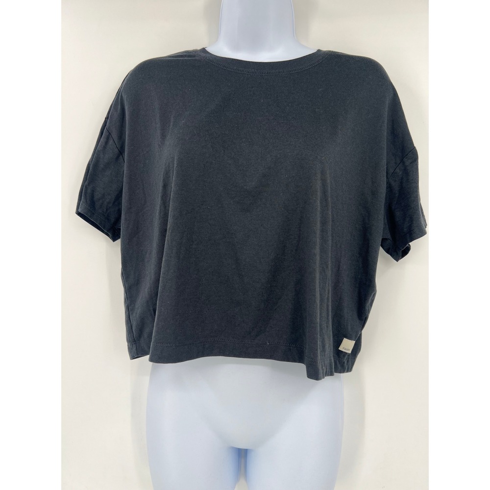 Vuori Energy Tee Women Black Heather Short Sleeve Boxy Cropped Activewear Top